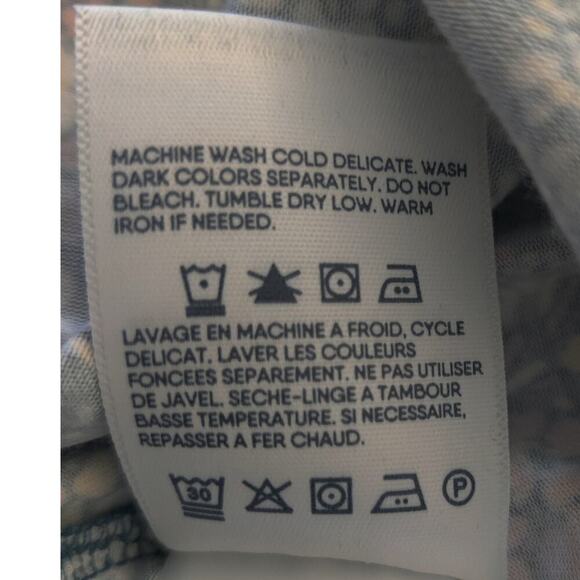 Lands End Floral Midi Dress 3X Tencel V-Neck Blue Multicolor Casual Ruched Soft - Picture 10 of 11